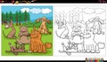 cartoon dogs characters in the meadow coloring page Royalty Free Stock Photo