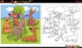Cartoon dogs group coloring book page Royalty Free Stock Photo