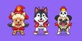 Cartoon dogs with halloween costumes