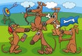Cartoon dogs and puppies characters group outdoor