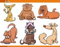 cartoon dogs and puppies comic animal characters set