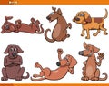 cartoon dogs and puppies comic animal characters set