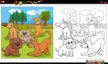 Cartoon dogs and puppies group coloring book page Royalty Free Stock Photo