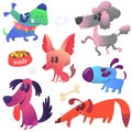 Cartoon dogs set. Bulldog poodle chihuahua dachshund jack russel terrier corgi and doberman. Vector illustration Royalty Free Stock Photo