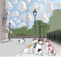 Cartoon dogs on a street in Paris