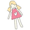 A cartoon doll of a girl. Drawing toys for children. Logo.