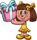 Cartoon doll holding a present