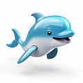 Cute 3d Clay Dolphin: Cartoon Blue Pacifier Character