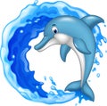 Cartoon dolphin jumping icon