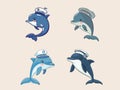 Cartoon Dolphin in a Sailor\'s Hat Royalty Free Stock Photo
