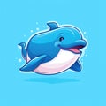 A cartoon dolphin swimming in the ocean. Generative AI image. Royalty Free Stock Photo