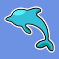 Cartoon dolphin, vector design element, hand drawn Royalty Free Stock Photo