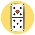 Cartoon domino with heart design on yellow background Royalty Free Stock Photo