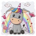 Cartoon Donkey with horn of Unicorn