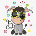 Cartoon Donkey unicorn with sun glasses Royalty Free Stock Photo