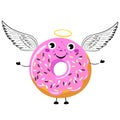 Cartoon Donut as angel with wings and nimbus.