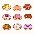 Cartoon donut drawing set