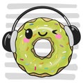 Cartoon Donut on a striped background