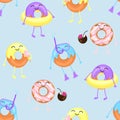 Cartoon donuts. Seamless pattern. Royalty Free Stock Photo