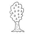 Cartoon doodle apple tree isolated on white background. Royalty Free Stock Photo