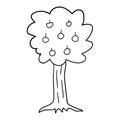 Cartoon doodle apple tree isolated on white background. Royalty Free Stock Photo