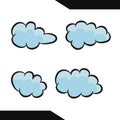 Cartoon Doodle Blue Clouds Graphic Collection.Vector illustration Royalty Free Stock Photo
