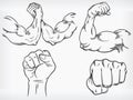 Doodle Arm Flexing Bodybuilder Fist Wrestling Sketch