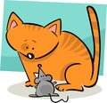 Cartoon doodle of cat and mouse