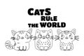 Cartoon doodle character cats with the lettering Cats rule the world Royalty Free Stock Photo