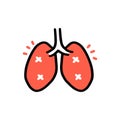 Cartoon Doodle of Damaged or infected lung, Vector and illustration