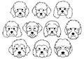 Cartoon doodle dogs faces line art bundle