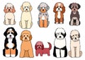 Cartoon doodle dogs sitting bundle Royalty Free Stock Photo