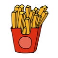 Cartoon doodle french fries isolated