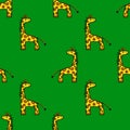 Cartoon doodle giraffe seamless pattern. Safari animal background. Royalty Free Stock Photo