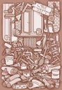 Cartoon doodle hand drawn home repair illustration Royalty Free Stock Photo