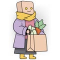 Cartoon doodle illustration of artificial intelligence installed into a robot Royalty Free Stock Photo