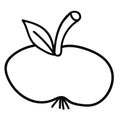 Cartoon doodle linear apple isolated on white background.