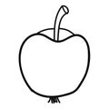 Cartoon doodle linear apple isolated on white background.