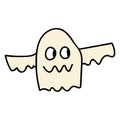 Cartoon doodle linear ghost isolated on white background. Royalty Free Stock Photo