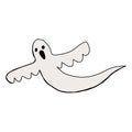 Cartoon doodle linear ghost isolated on white background. Royalty Free Stock Photo