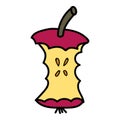 Cartoon doodle linear apple stub isolated