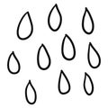 Cartoon doodle linear rain isolated