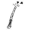 Cartoon doodle linear magic wand isolated