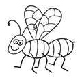 Cartoon doodle linear midge, fly isolated