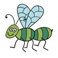 Cartoon doodle linear midge, fly isolated