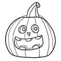 Cartoon doodle linear pumpkin for Halloween isolated on white background.