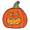 Cartoon doodle linear pumpkin for Halloween isolated on white