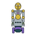 Cartoon doodle linear robot isolated on white background.