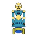 Cartoon doodle linear robot isolated on white background.