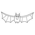 Cartoon doodle linear smiling bat isolated